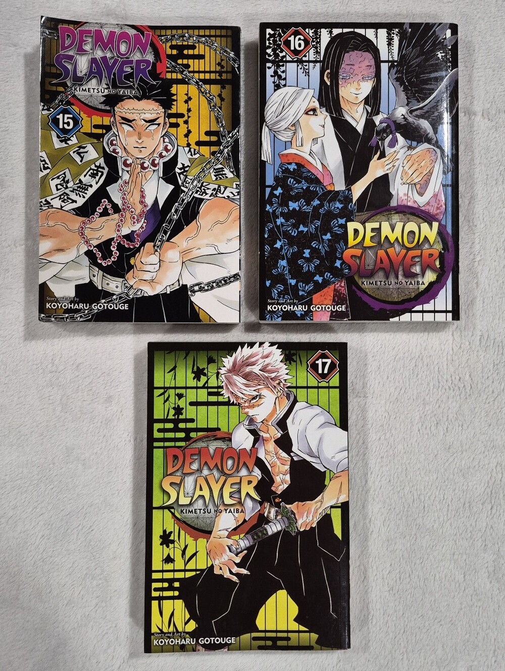 Demon Slayer Kimetsu no Yaiba Manga Volumes 15-17 Book Lot English Paperback